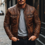 Genuine Leather Jacket ,Classic Biker Leather Jacket ,Brown Leather Jacket, Bomber Jacket, Biker Leather Jacket, Stylish Leather Jacket