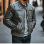 Mens Genuine Leather ,Gray Leather Jacket,Pure Leather jacket for Men's, Slim Fit Leather Jacket, Biker Leather Jacket, Men Gift For Him