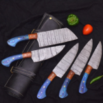 PERSONALIZED HAND FORGED Damascus Chef Knife Set, Custom Engraved Kitchen Knives, Unique Gift for Home Cooks, Birthday & Anniversary Gifts