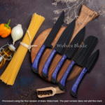 KITCHEN KNIFE SET, Kitchen Knive Set, chef knife set, steel knife set, Best Handmade High Crbon Steel Blue Knife Set With Leather Roll Bag